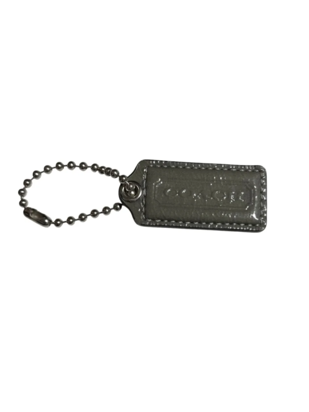 Coach Gray Patent Leather Purse Charm Tag